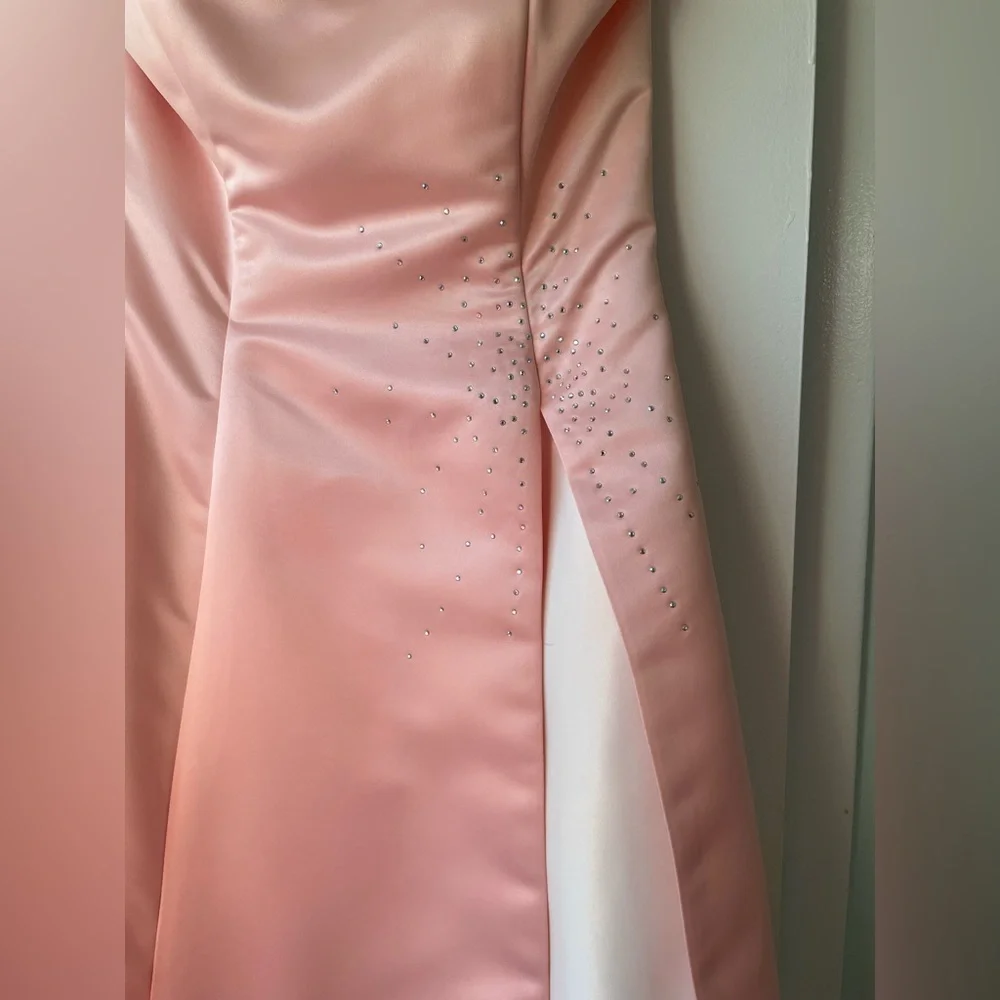 Vintage Scott McClintock Peach & Cream w/ Rhinestone Sweetheart Ball Gown Size 6 - Picture 2 of 4